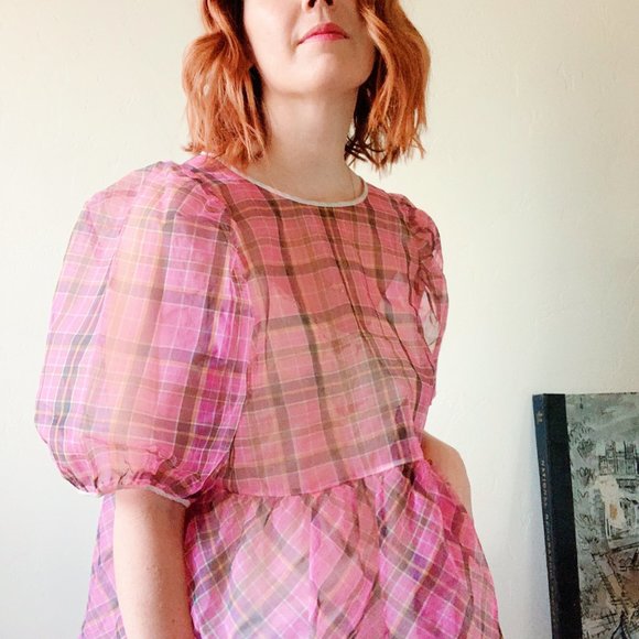 NWT aritizia plaid babydoll blouse, small - Picture 1 of 11